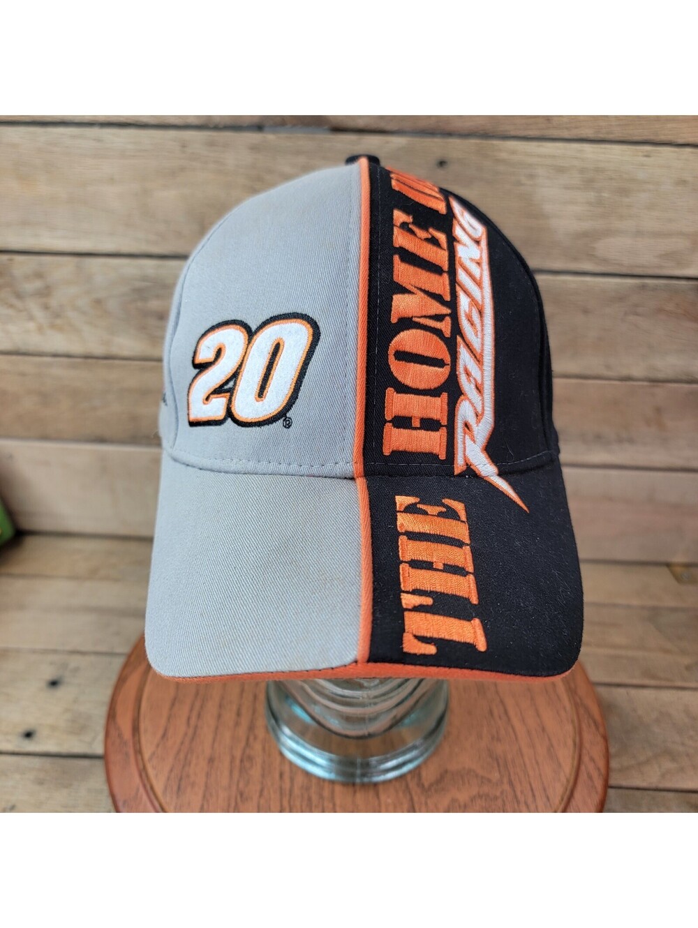 Vintage Tony Stewart #20 Home Racing Adjustable Hat Gray Black Cap
